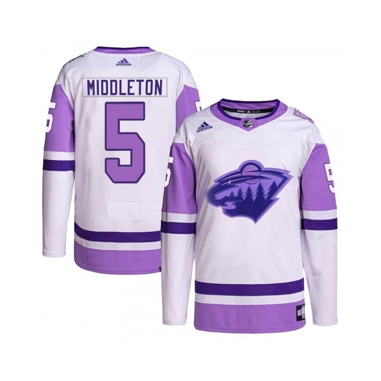 Men's Jake Middleton HFC Authentic Jersey - Adidas Primegreen NHL Gear (White/Purple)