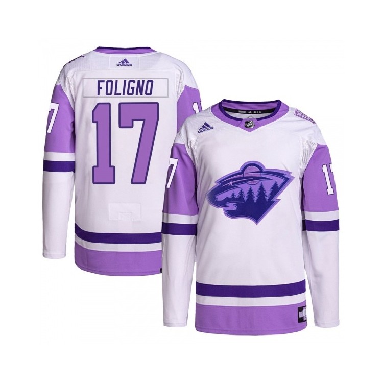 Men's Marcus Foligno HFC Authentic Gear - Adidas Primegreen Jersey (White/Purple)