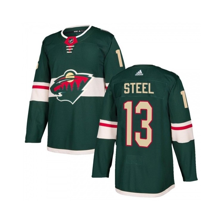 Men's Sam Steel Minnesota Wild Adidas Green Authentic Hockey Jersey - Official NHL Pro Uniform