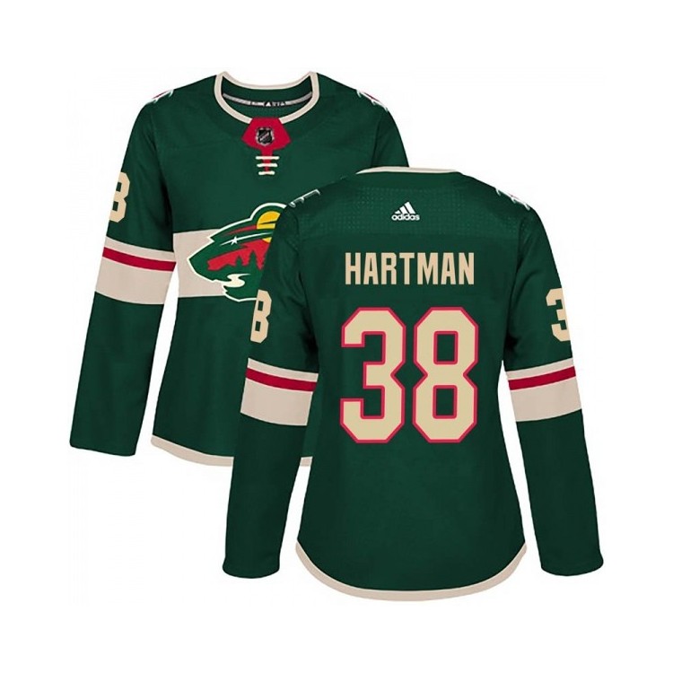 Women's Ryan Hartman Adidas Authentic Hockey Jersey - Minnesota Wild NHL Home Green Pro Uniform
