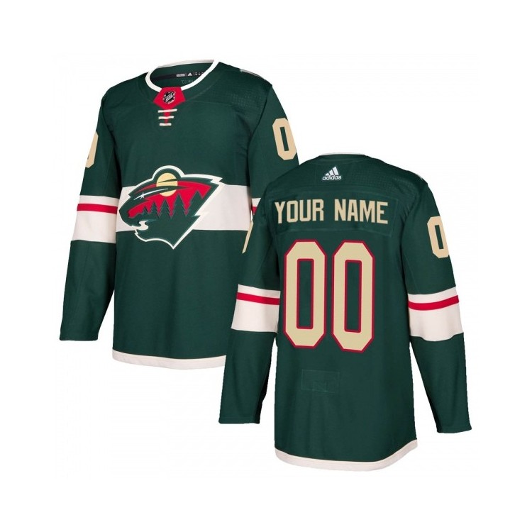 Custom Minnesota Wild Adidas Authentic Home Jersey - Men's Green