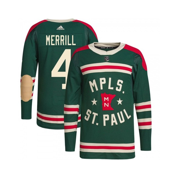 Youth Jon Merrill Minnesota Wild Adidas 2022 Winter Classic Player Jersey - Authentic Green