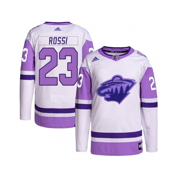 Men's Marco Rossi Minnesota Wild Adidas Hockey Fights Cancer Primegreen Jersey - Authentic White/Purple