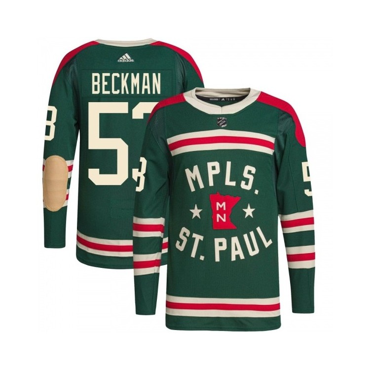Men's Adam Beckman Minnesota Wild Adidas 2022 Winter Classic Player Jersey - Authentic Green, Winter Classic Fanwear