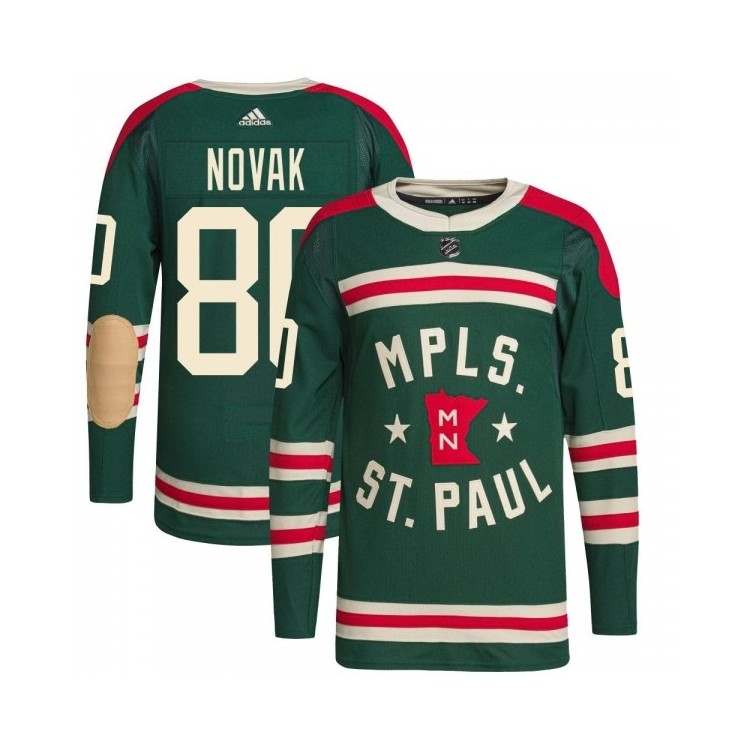 Men's Pavel Novak Minnesota Wild Adidas 2022 Winter Classic Player Jersey - Authentic Green, Winter Classic Gear