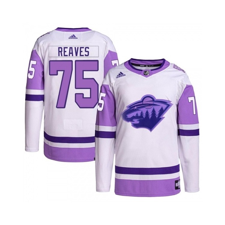 Youth Ryan Reaves Minnesota Wild Adidas Hockey Fights Cancer Primegreen Jersey - Authentic White/Purple