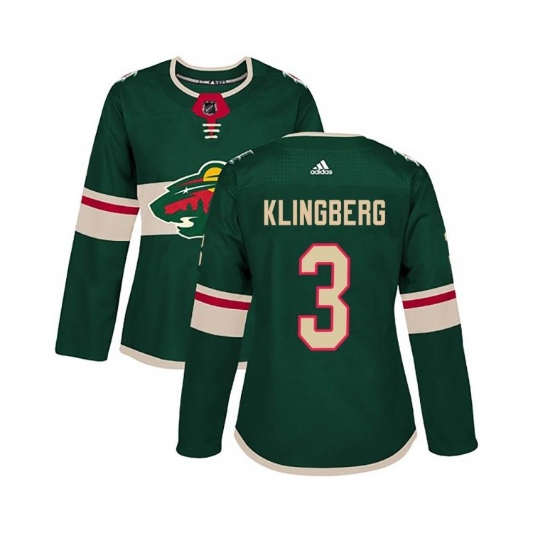 Women's John Klingberg Minnesota Wild Adidas Home Retro Jersey - Authentic Green