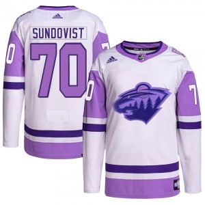 Men's Oskar Sundqvist Minnesota Wild Adidas Hockey Fights...