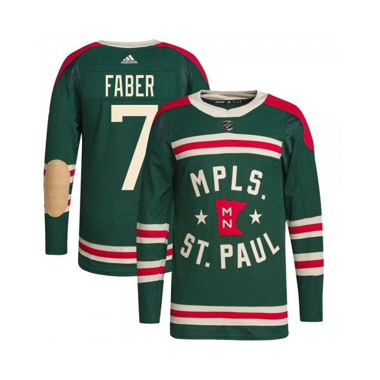 Youth Brock Faber MN Jersey Adidas 2022 Winter Classic Player Jersey - Authentic Green